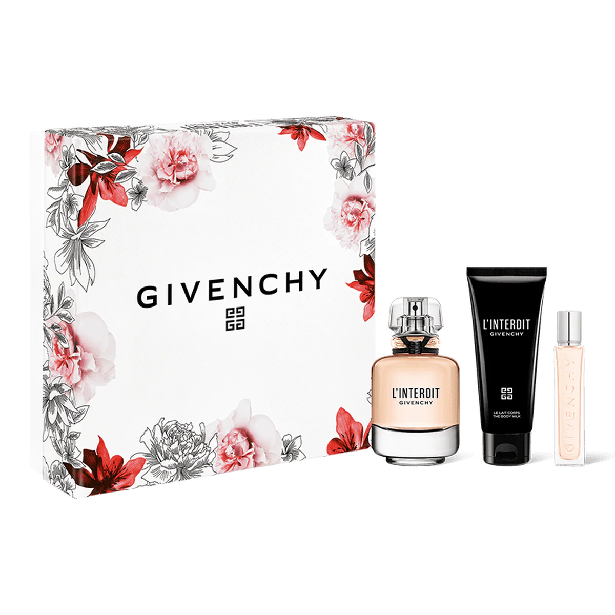 Givenchy L'interdit Gift Set 80ml EDP + 75ml Body Milk + 12.5 ml Mini