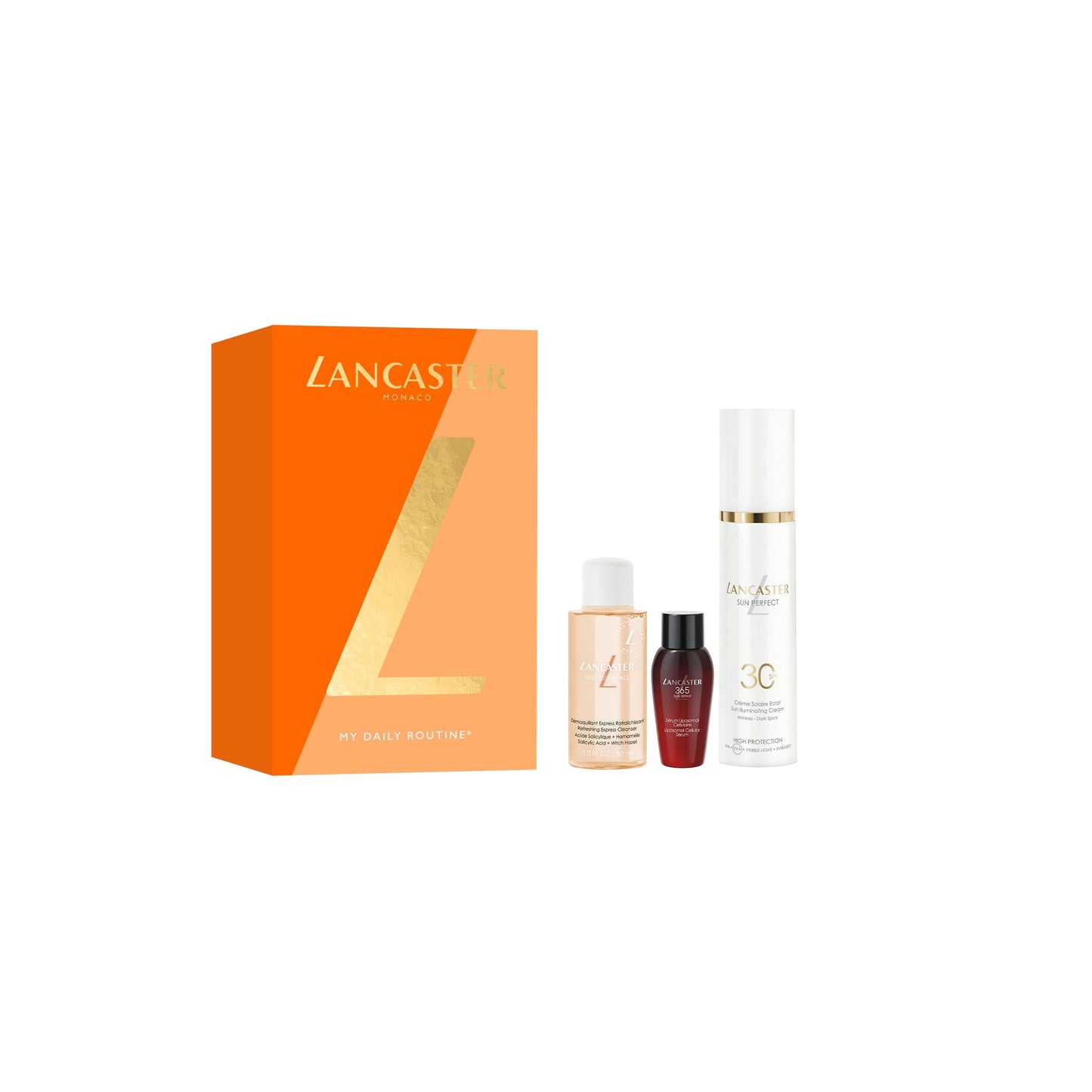 Lancaster Sun Perfect Brightening Cream SPF30 50ml + Refreshing Express Cleanser 30ml + Liposomal Cellular Serum 10ml Set