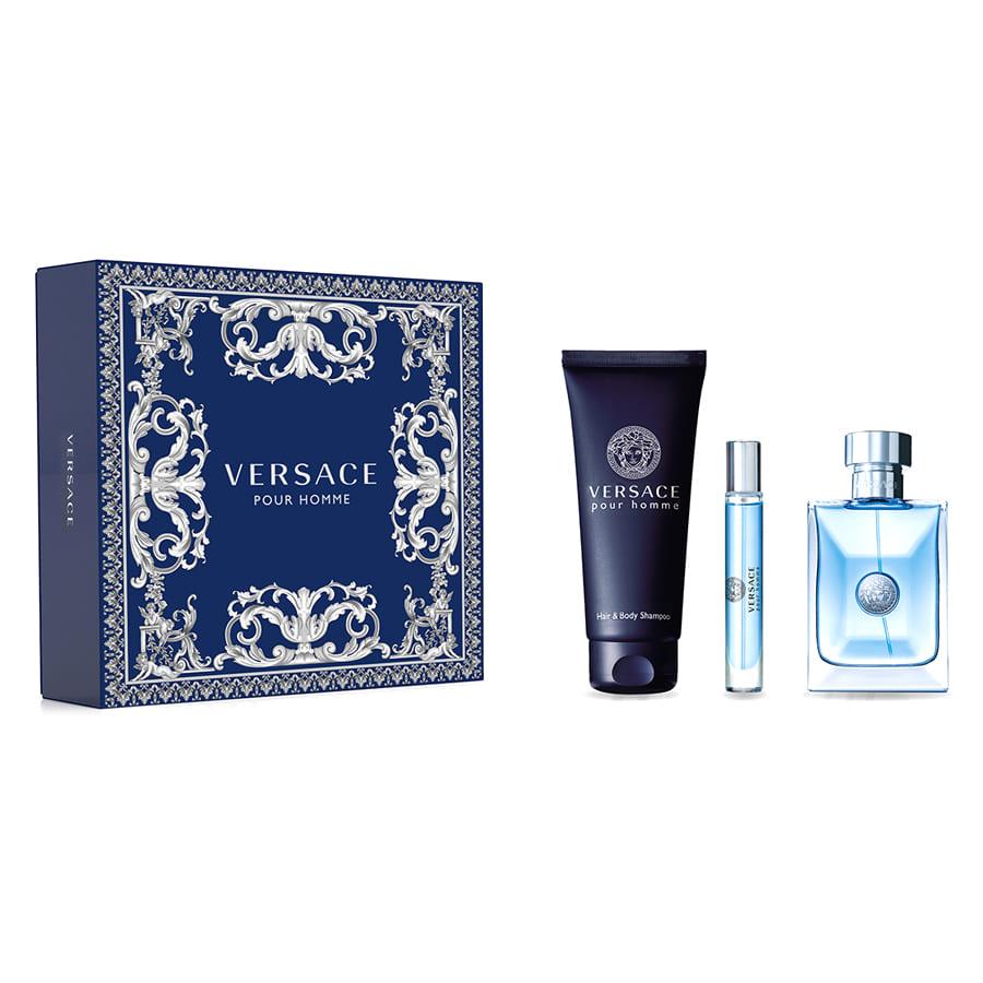 Versace Pour Homme 100ml EDT + 150ml Hair&Body Shampoo + 5ml Mini for Men Gift Set