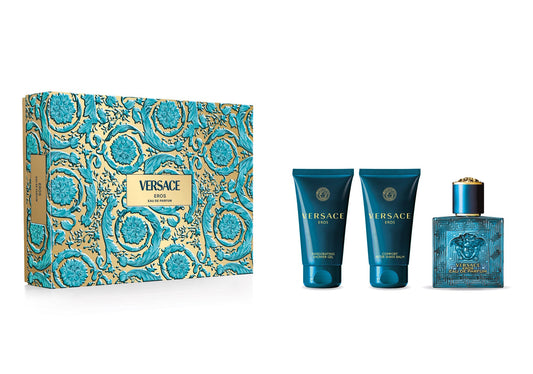 Versace Eros 50ml EDP + 50ml Aftershave Balm + 50ml Shower Gel for Men GIFT SET