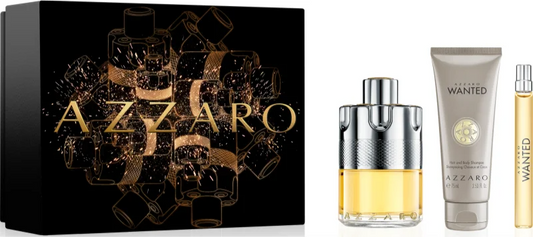 Azzaro Wanted Gift Set 100ml EDT Spray + 10ml Mini + 75ml Shower Gel